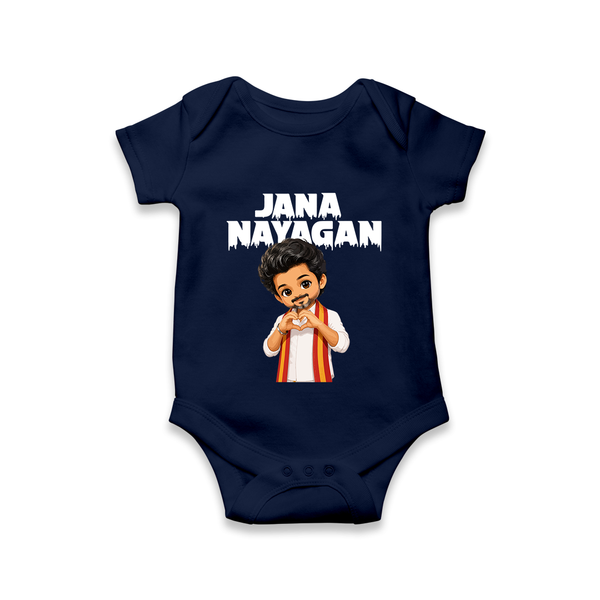 Jana Nayagan Fan Art Baby Romper - NAVY BLUE - New Born (Chest 14")
