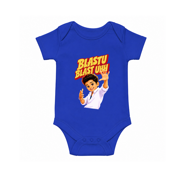 Blastu Blastuh Baby Fan Romper - COBALT BLUE - New Born (Chest 14")
