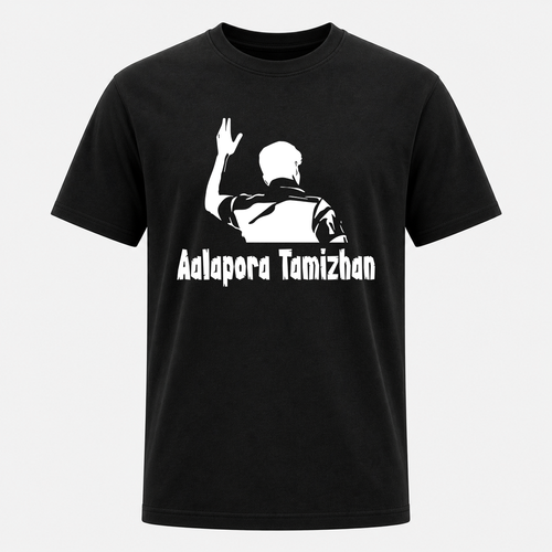 TVK “Adalapora Tamizhan” Black Adult T-Shirt – Premium Cotton Tee