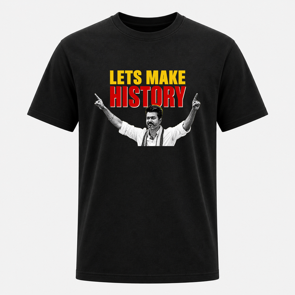 TVK “Let’s Make History” Black Adult T-Shirt – Casual Cotton Tee