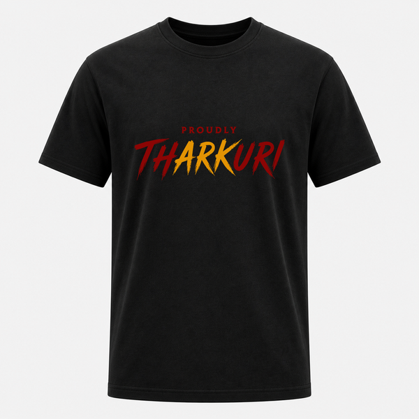 TVK “Proudly Tharkuri” Black Adult T-Shirt – Bold Printed Cotton Tee
