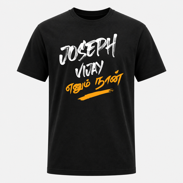 TVK Adult Black T-Shirt – Joseph Vijay "Ennum Nan"Graphic Tee