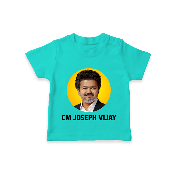 CM Joseph Vijay kids Tshirt - TEAL - 0-5 Months Old (Chest 17")