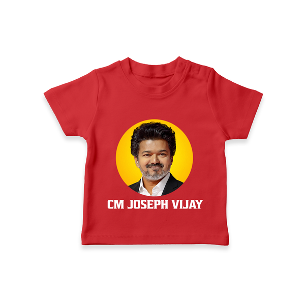 CM Joseph Vijay kids Tshirt - RED - 0-5 Months Old (Chest 17")