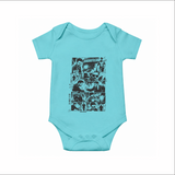 Jananayagan Comic Panel Graphic Baby Romper - Arctic Blue - New Born (Chest 14")