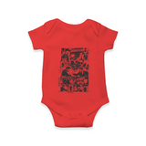 Jananayagan Comic Panel Graphic Baby Romper - RED - New Born (Chest 14")