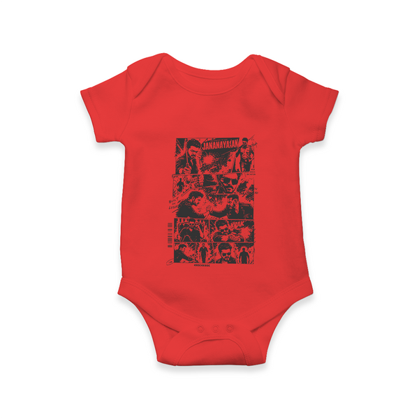Jananayagan Comic Panel Graphic Baby Romper - RED - New Born (Chest 14")