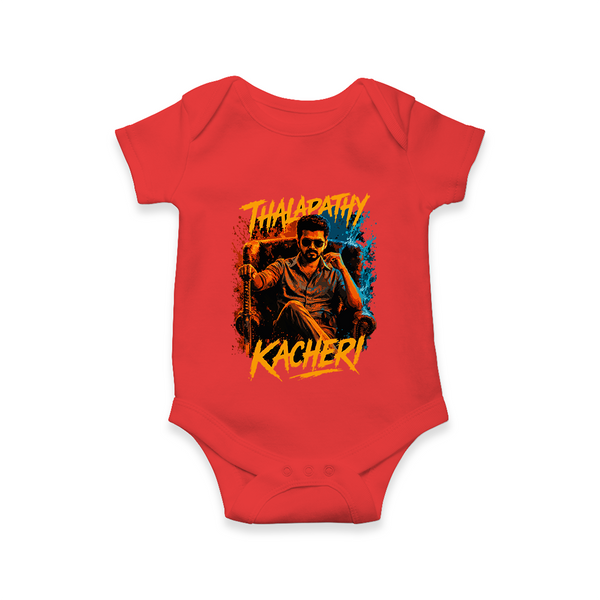 Thalapathy Kacheri Fan Edition Baby Romper - RED - New Born (Chest 14")