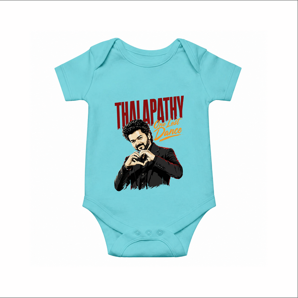 Thalapathy One Last Dance Premium Baby Romper - Arctic Blue - New Born (Chest 14")
