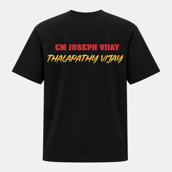 CM Joseph Vijay Fan Edition Premium Typography Backside Print T-Shirt