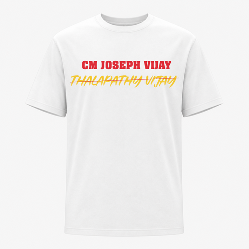 CM Joseph Vijay Fan Edition Premium Typography Frontside Print T-Shirt