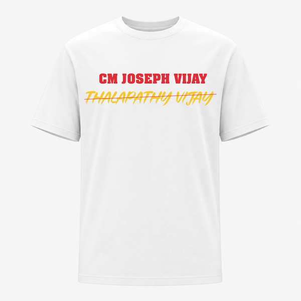 CM Joseph Vijay Fan Edition Premium Typography Frontside Print T-Shirt