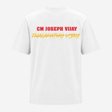CM Joseph Vijay Fan Edition Premium Typography Backside Print T-Shirt