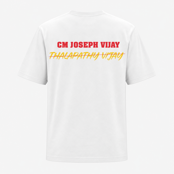 CM Joseph Vijay Fan Edition Premium Typography Backside Print T-Shirt