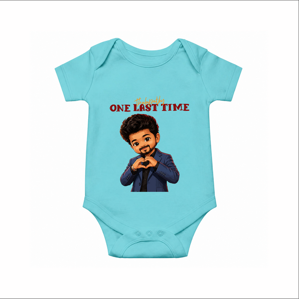 Thalapathy One Last Time Chibi Baby Romper - Arctic Blue - New Born (Chest 14")