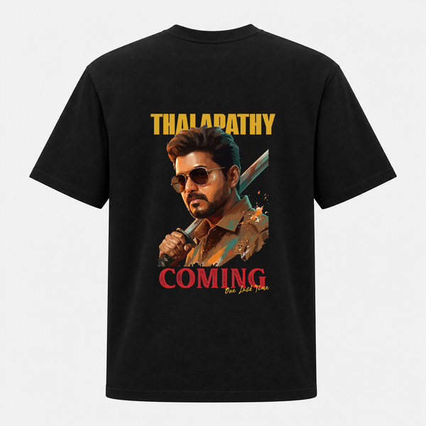Thalapathy Coming One Last Time Backside Adult T-Shirt