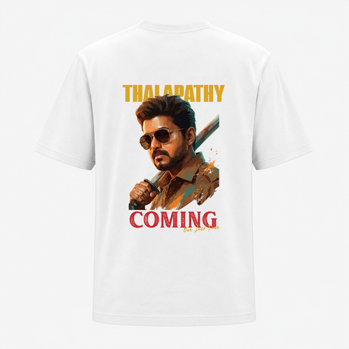 Thalapathy Coming One Last Time Backside Adult T-Shirt