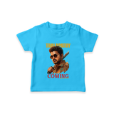 Thalapathy Coming Soon Fan Tribute T shirt - SKY BLUE - 0-5 Months Old (Chest 17")