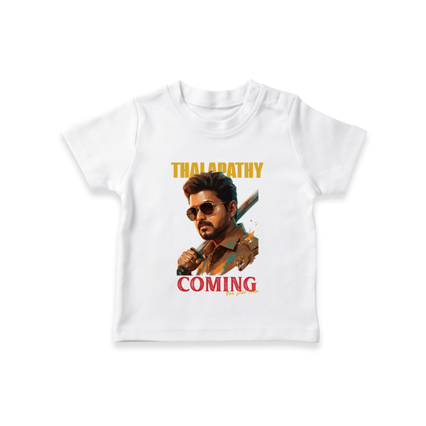 Thalapathy Coming Soon Fan Tribute T shirt - WHITE - 0-5 Months Old (Chest 17")