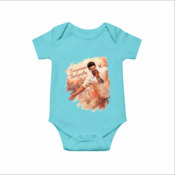 Thangamae Thalapathy Artistic Baby Romper - Arctic Blue - New Born (Chest 14")
