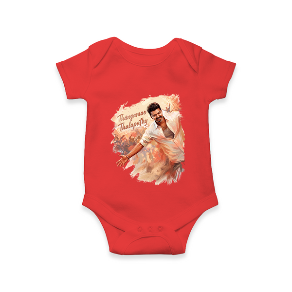 Thangamae Thalapathy Artistic Baby Romper - RED - New Born (Chest 14")