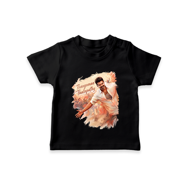 Thangamae Thalapathy Artistic T shirt - BLACK - 0-5 Months Old (Chest 17")