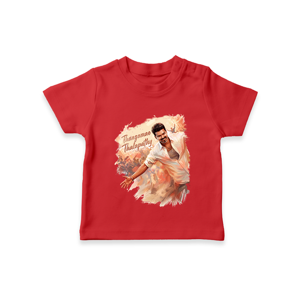 Thangamae Thalapathy Artistic T shirt - RED - 0-5 Months Old (Chest 17")