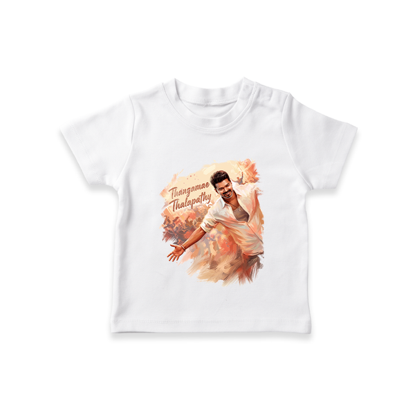 Thangamae Thalapathy Artistic T shirt - WHITE - 0-5 Months Old (Chest 17")
