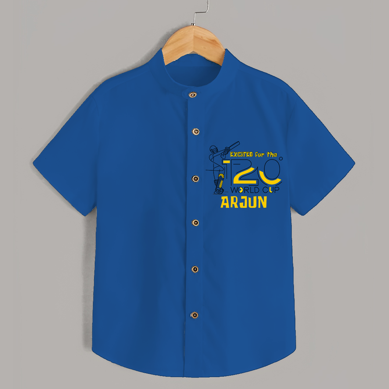 "Excited FOR The T20 World Cup" Personalized Kids Shirt - COBALT BLUE - 0 - 6 Months Old (Chest 21")