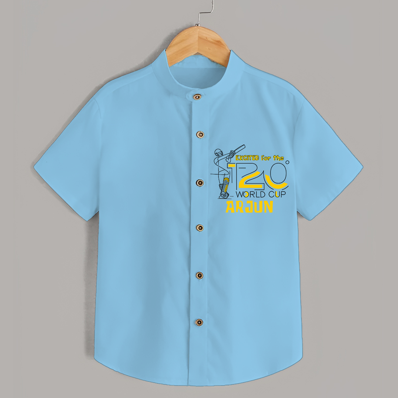 "Excited FOR The T20 World Cup" Personalized Kids Shirt - SKY BLUE - 0 - 6 Months Old (Chest 21")