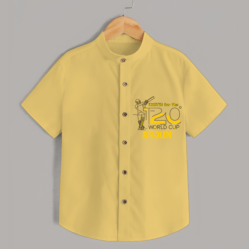 "Excited FOR The T20 World Cup" Personalized Kids Shirt - YELLOW - 0 - 6 Months Old (Chest 21")
