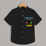 "CRICKET is Calling-Decline or ACCEPT" Personalized Kids Shirt - BLACK - 0 - 6 Months Old (Chest 21")