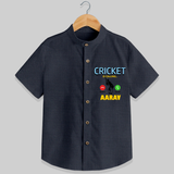 "CRICKET is Calling-Decline or ACCEPT" Personalized Kids Shirt - DARK GREY - 0 - 6 Months Old (Chest 21")