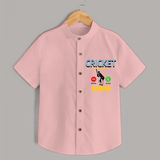 "CRICKET is Calling-Decline or ACCEPT" Personalized Kids Shirt - PEACH - 0 - 6 Months Old (Chest 21")