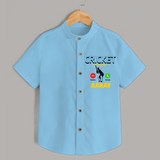 "CRICKET is Calling-Decline or ACCEPT" Personalized Kids Shirt - SKY BLUE - 0 - 6 Months Old (Chest 21")