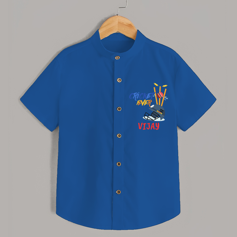 "Cricket Fever" Personalized Kids Shirt - COBALT BLUE - 0 - 6 Months Old (Chest 21")
