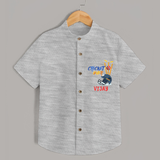 "Cricket Fever" Personalized Kids Shirt - GREY MELANGE - 0 - 6 Months Old (Chest 21")
