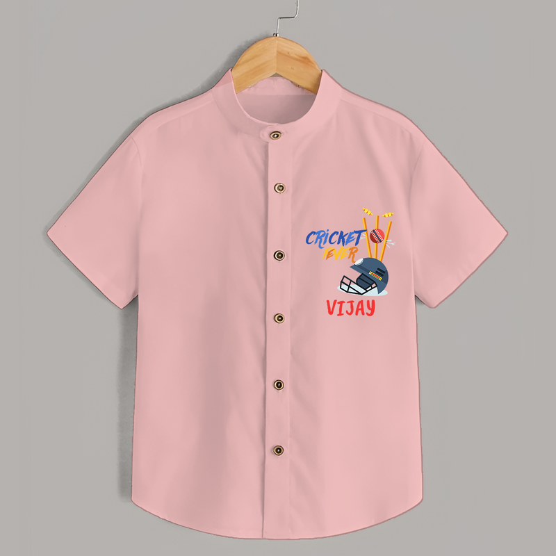"Cricket Fever" Personalized Kids Shirt - PEACH - 0 - 6 Months Old (Chest 21")