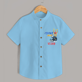 "Cricket Fever" Personalized Kids Shirt - SKY BLUE - 0 - 6 Months Old (Chest 21")