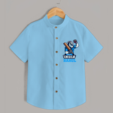 "Chak De India" Personalized Kids Shirt - SKY BLUE - 0 - 6 Months Old (Chest 21")