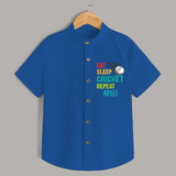 "Eat-Sleep-Cricket-Repeat" Personalized Kids Shirt - COBALT BLUE - 0 - 6 Months Old (Chest 21")