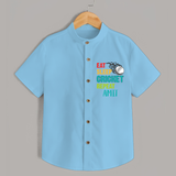 "Eat-Sleep-Cricket-Repeat" Personalized Kids Shirt - SKY BLUE - 0 - 6 Months Old (Chest 21")