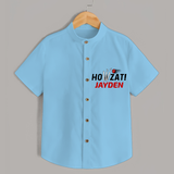 "HOWZAT!" Personalized Kids Shirt - SKY BLUE - 0 - 6 Months Old (Chest 21")