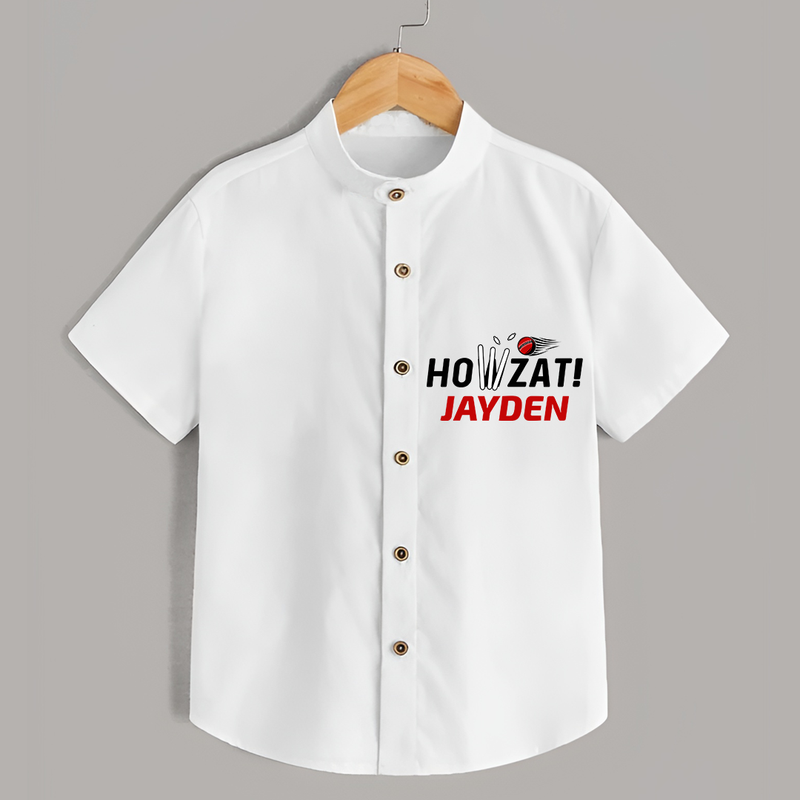 "HOWZAT!" Personalized Kids Shirt - WHITE - 0 - 6 Months Old (Chest 21")