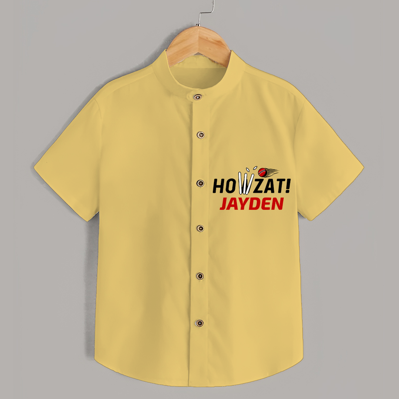 "HOWZAT!" Personalized Kids Shirt - YELLOW - 0 - 6 Months Old (Chest 21")