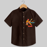 "Born To Play Cricket" Personalized Kids Shirt - CHOCOLATE BROWN - 0 - 6 Months Old (Chest 21")