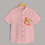 "Born To Play Cricket" Personalized Kids Shirt - PEACH - 0 - 6 Months Old (Chest 21")