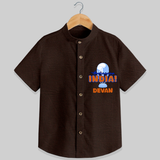 "India INDIA" Personalized Kids Shirt - CHOCOLATE BROWN - 0 - 6 Months Old (Chest 21")