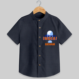 "India INDIA" Personalized Kids Shirt - DARK GREY - 0 - 6 Months Old (Chest 21")
