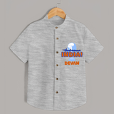"India INDIA" Personalized Kids Shirt - GREY MELANGE - 0 - 6 Months Old (Chest 21")